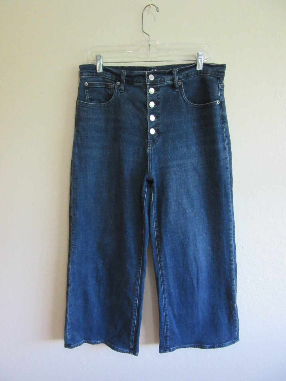 Gap Denim Blue High Rise Wide Leg 12 Button Closure Jeans